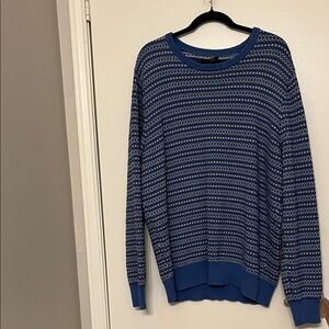 J. Crew Blue and White Crewneck Sweater